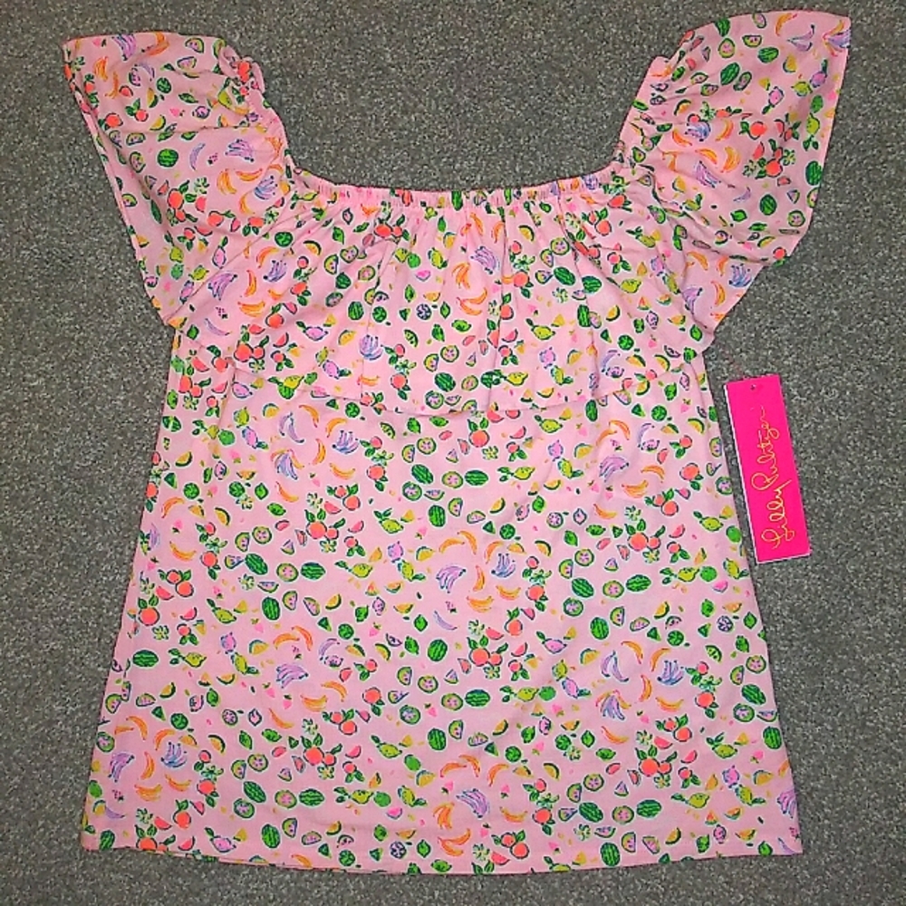NWT Sz XXS Lilly Pulitzer Off-Shoulder Ruffle Top